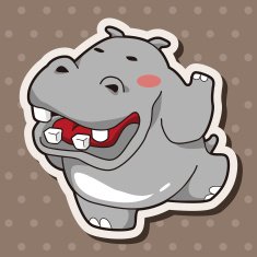animal hippo cartoon theme elements N12