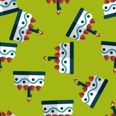 birthday cake flat icon eps10 seamless pattern background N12