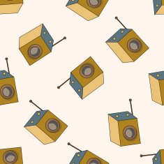 radio cartoon seamless pattern background N71