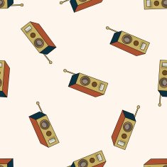 radio cartoon seamless pattern background N72
