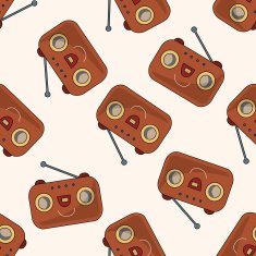 radio cartoon seamless pattern background N73