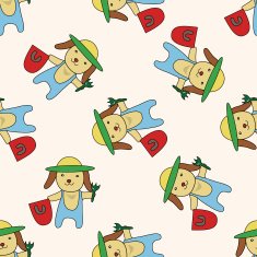 animal dog summer cartoon seamless pattern background N2