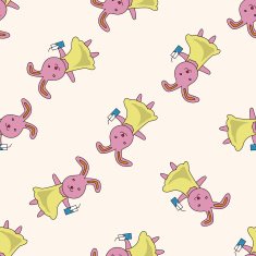 animal rabbit summer cartoon seamless pattern background N2