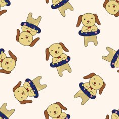 animal dog summer cartoon seamless pattern background N3