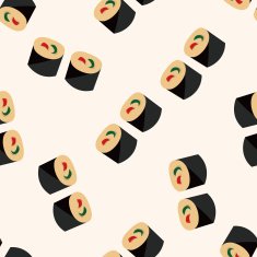 Japanese food sushi cartoon seamless pattern background N12
