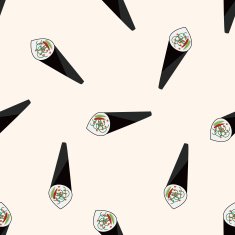 Japanese food sushi cartoon seamless pattern background N13