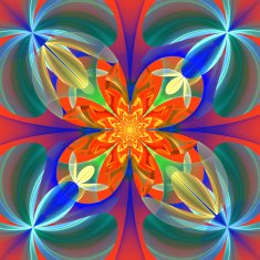 Symmetrical pattern of the flower petals Blue and orange palette N2