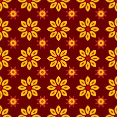 Floral seamless pattern with yellow flowers on maroon background