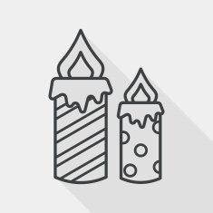 Candle flat icon with long shadow line