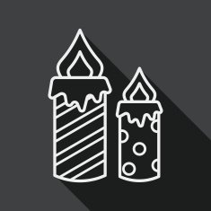 Candle flat icon with long shadow line N2