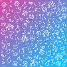 pattern icons line outline food and products in flat style