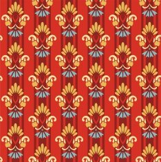 Floral striped pattern on a red background