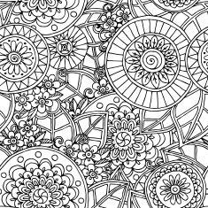 Seamless floral doodle black and white background pattern in vector N3