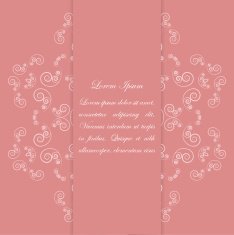 Pink card design with ornate floral pattern