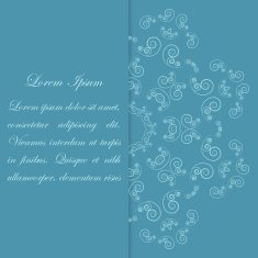 Blue card design with ornate flower pattern