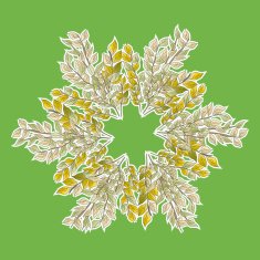 wreath of leaves on green