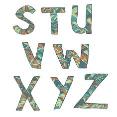 Hand drawn artistic font from lines letters S-Z