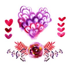 Set of beautiful watercolor flowers N2