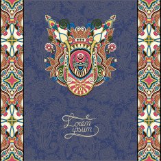dirty dark blue invitation card with neat ethnic background