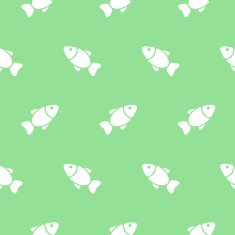 Seamless pattern with fishes on green Vector illustration