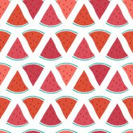 Vector tasty watermelon slices seamless pattern background