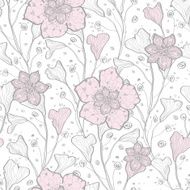 Vector magical lace flowers seamless pattern background