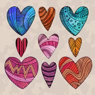 Set of watercolor hearts