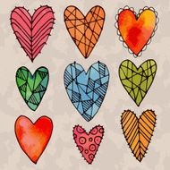 Set of watercolor hearts N2