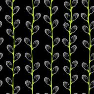 Seamless pattern with dotted pussy-willow