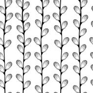 Seamless pattern with decorative pussy-willow