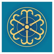 Six anchors in a circle