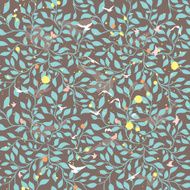 Seamless pattern with birds in leaves