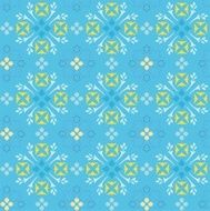 The pattern of twigs and leaves blue with yellow