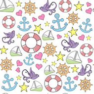 seamless pattern with marine symbols