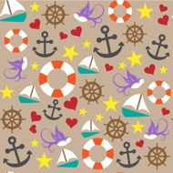 seamless pattern with marine icons