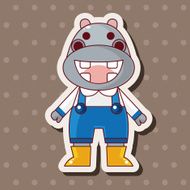 animal hippo winter cartoon theme elements N4