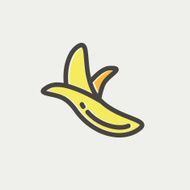 Peeled banana thin line icon N2