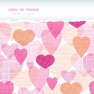 Textured fabric hearts torn horizontal seamless background