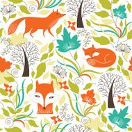 seamless pattern with the cute foxes