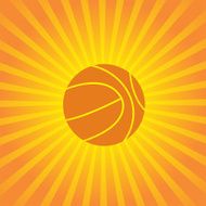 Volleyball design over sunburst background vector