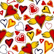 seamless doodle hearts on white background