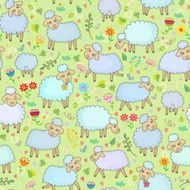 Flock of sheep seamless pattern