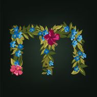 letter Flower alphabet Colorful font Lowercase N10