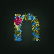 n letter Flower alphabet Colorful font Lowercase