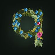 q letter Flower alphabet Colorful font Lowercase