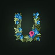 u letter Flower alphabet Colorful font Lowercase