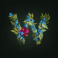 w letter Flower alphabet Colorful font Lowercase