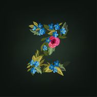 z letter Flower alphabet Colorful font Lowercase