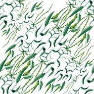 Watercolor seamless pattern with grass Hand painting