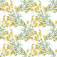Seamless pattern of watercolor garden flowers N6